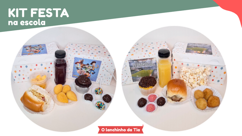 kit individual de festa na escola, comemorar aniversário na escola, kit individual de festa na escola